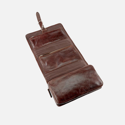 Toiletry bag leather with hanger