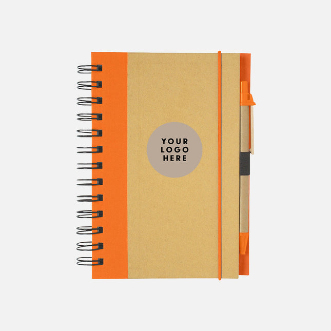 Spiral notebook with pen